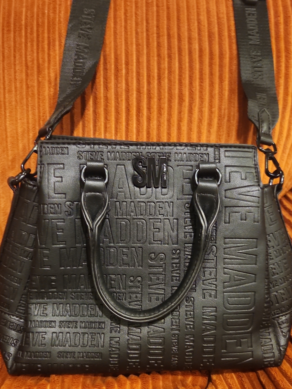 Steve Madden Black Logo Satchel And Crossbody